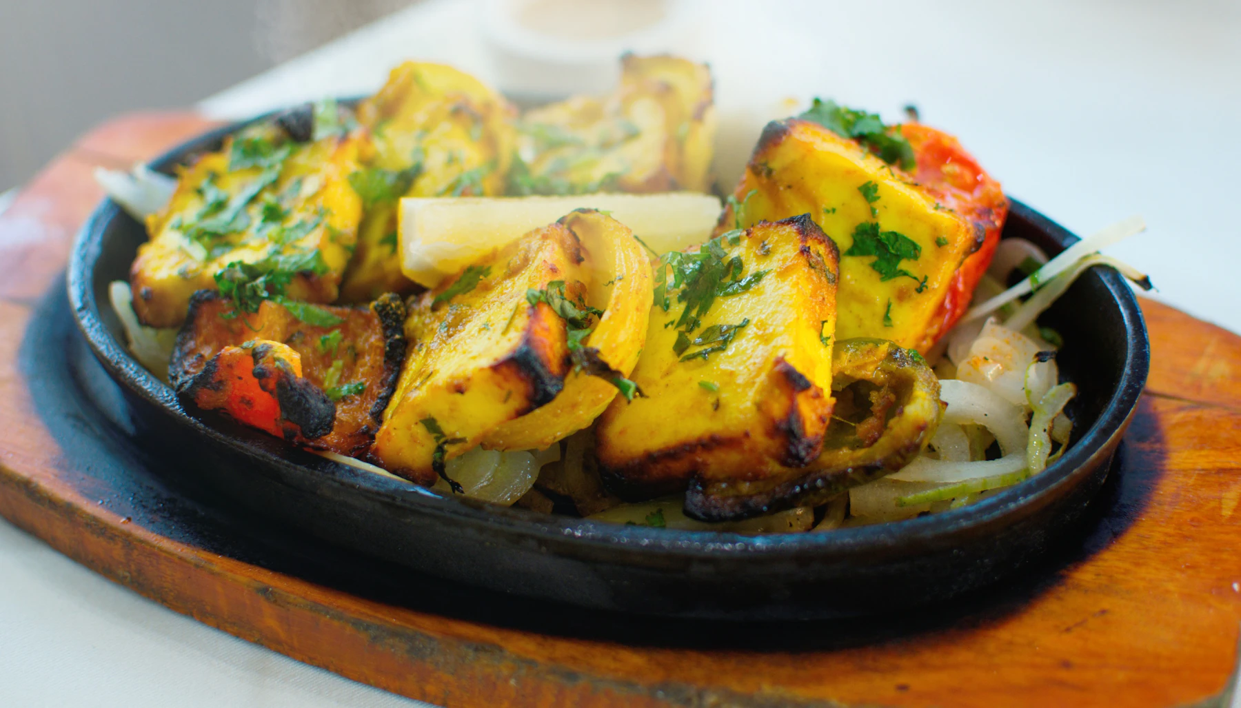 Indian dishes on a restaurant table